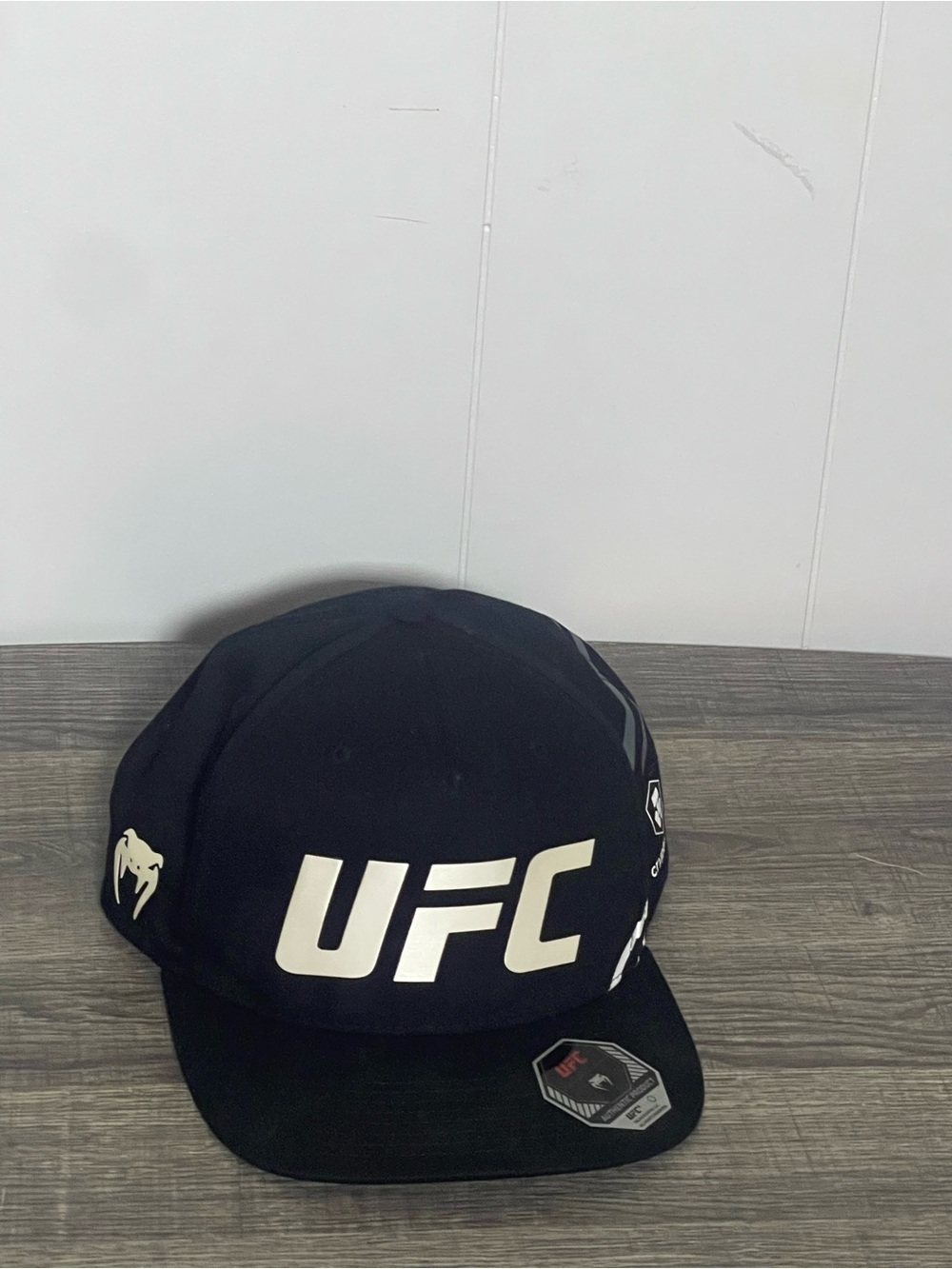 UFC Black Cap with White Logo and Accents